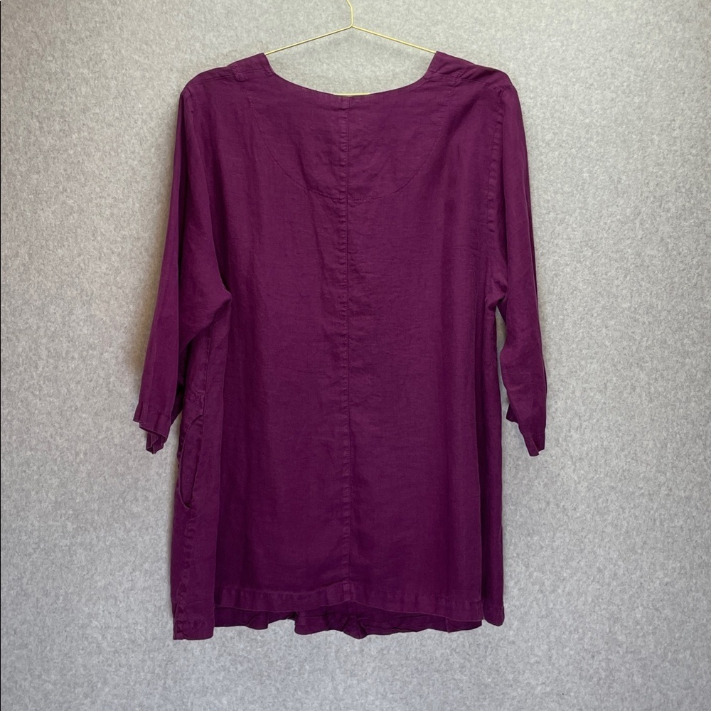 Mosaic USA Linen Lagenlook Purple 3/4 Sleeve Tunic Top XL - Picture 4 of 4